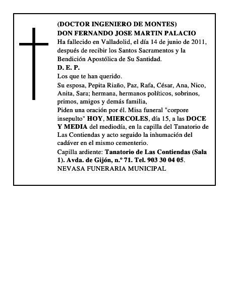DON FERNANDO JOSE MARTIN PALACIO