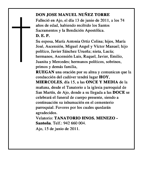 DON JOSE MANUEL NUÑEZ TORRE
