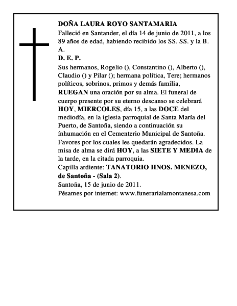 DOÑA LAURA ROYO SANTAMARIA
