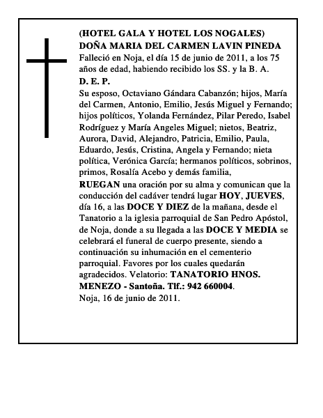 DOÑA MARIA DEL CARMEN LAVIN PINEDA