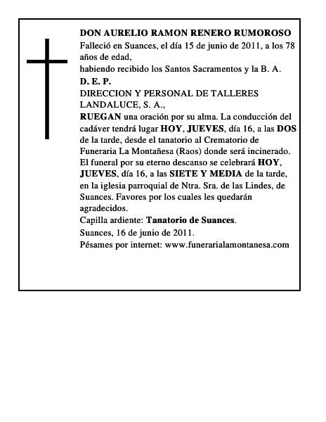 DON AURELIO RAMON RENERO RUMOROSO