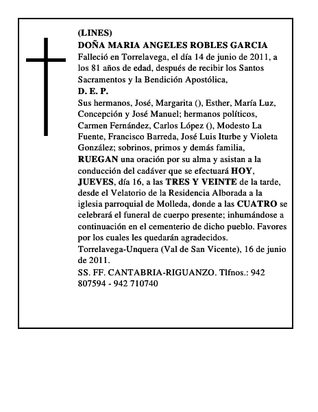 DOÑA MARIA ANGELES ROBLES GARCIA
