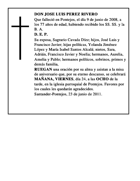 DON JOSE LUIS PEREZ RIVERO