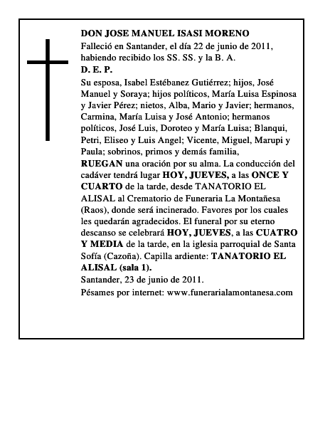 DON JOSE MANUEL ISASI MORENO