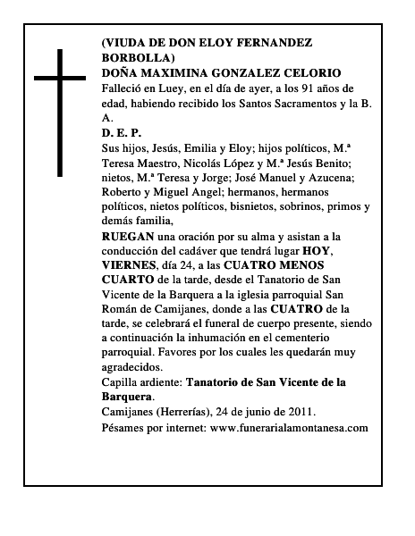 DOÑA MAXIMINA GONZALEZ CELORIO