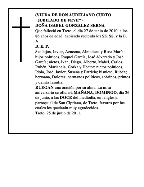 DOÑA ISABEL GONZALEZ SERNA