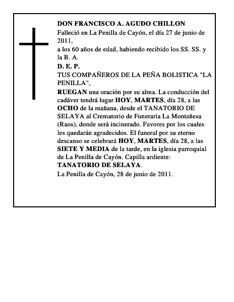 DON FRANCISCO A. AGUDO CHILLON