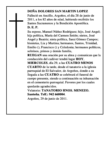 DOÑA DOLORES SAN MARTIN LOPEZ