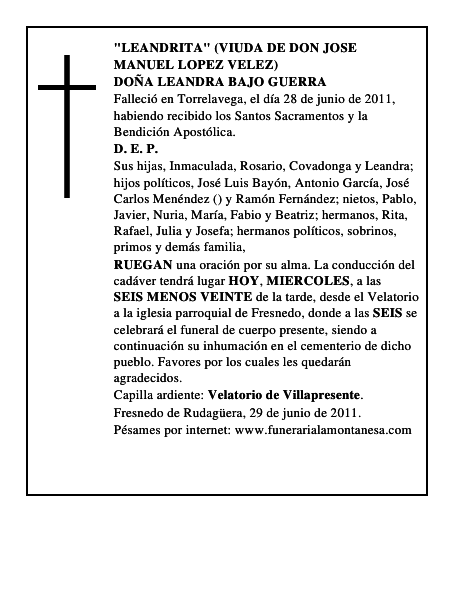 DOÑA LEANDRA BAJO GUERRA