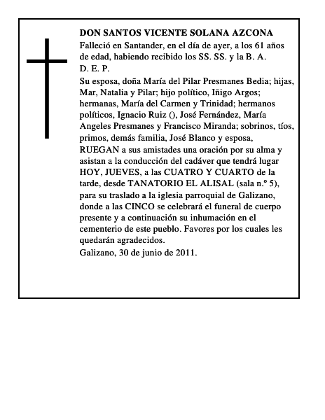 DON SANTOS VICENTE SOLANA AZCONA