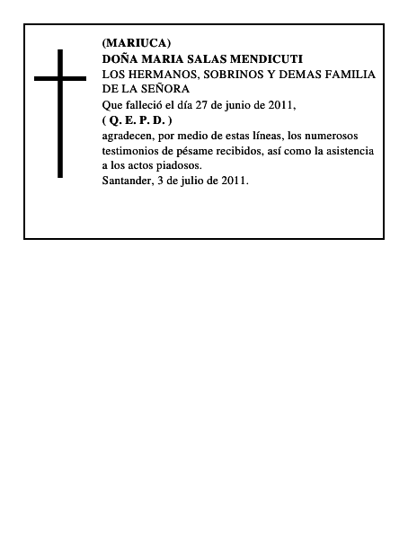 DOÑA MARIA SALAS MENDICUTI