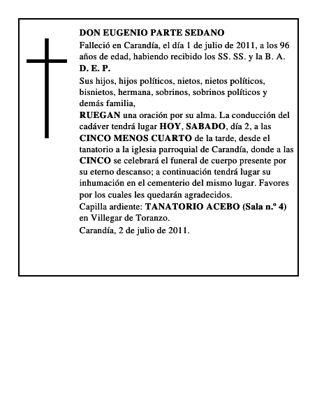 DON EUGENIO PARTE SEDANO