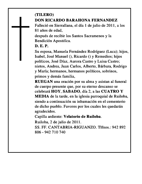 DON RICARDO BARAHONA FERNANDEZ