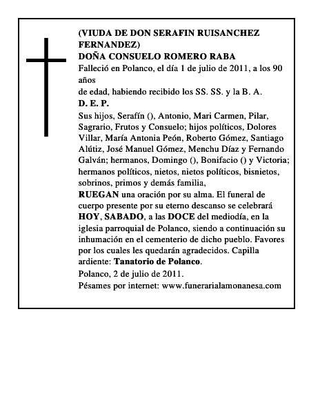 DOÑA CONSUELO ROMERO RABA