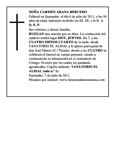 DOÑA CARMEN ARANA BERCEDO