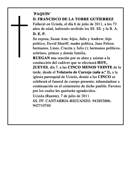 D. FRANCISCO DE LA TORRE GUTIERREZ