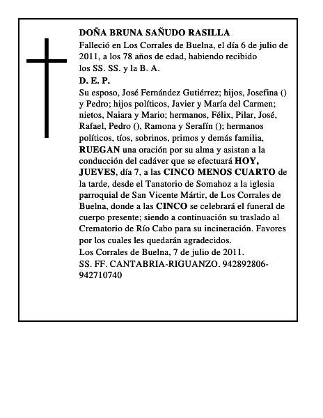 DOÑA BRUNA SAÑUDO RASILLA