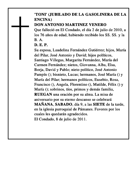 DON ANTONIO MARTINEZ VENERO