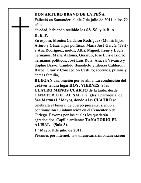 DON ARTURO BRAVO DE LA PEÑA