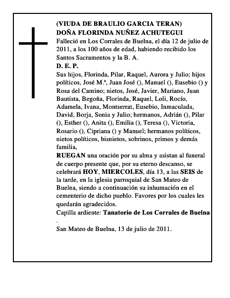 DOÑA FLORINDA NUÑEZ ACHUTEGUI