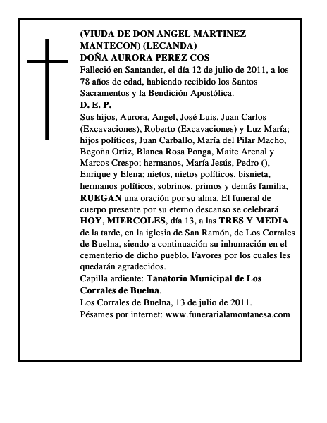 DOÑA AURORA PEREZ COS