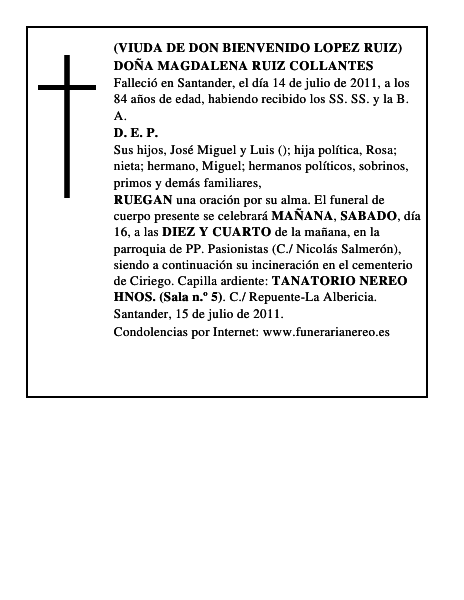 DOÑA MAGDALENA RUIZ COLLANTES