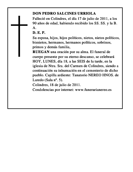 DON PEDRO SALCINES URRIOLA