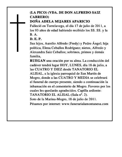 DOÑA ADELA MIJARES APARICIO