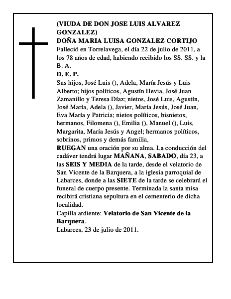 DOÑA MARIA LUISA GONZALEZ CORTIJO
