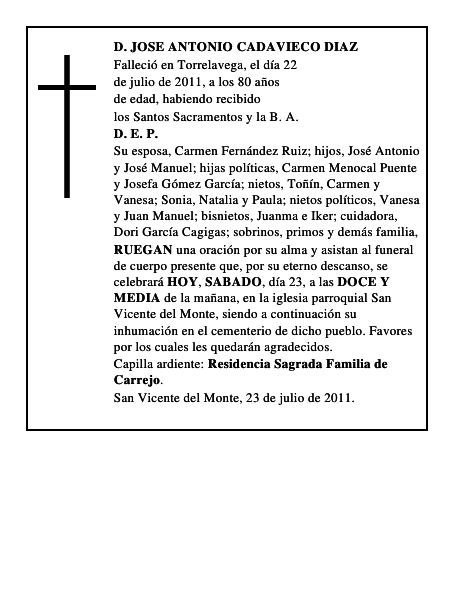 D. JOSE ANTONIO CADAVIECO DIAZ