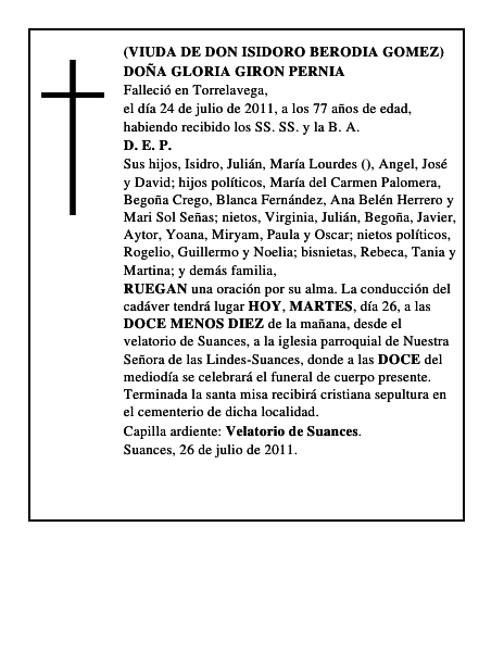 DOÑA GLORIA GIRON PERNIA