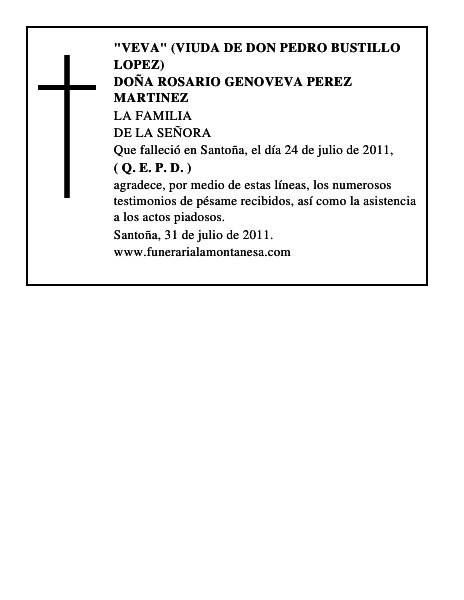DOÑA ROSARIO GENOVEVA PEREZ MARTINEZ
