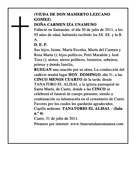 DOÑA CARMEN IZA UNAMUNO