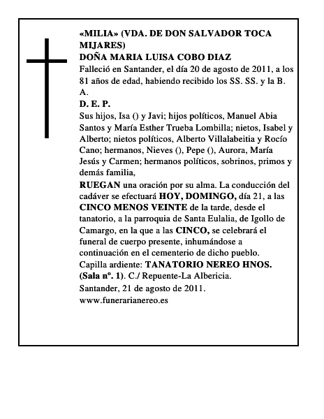 DOÑA MARIA LUISA COBO DIAZ