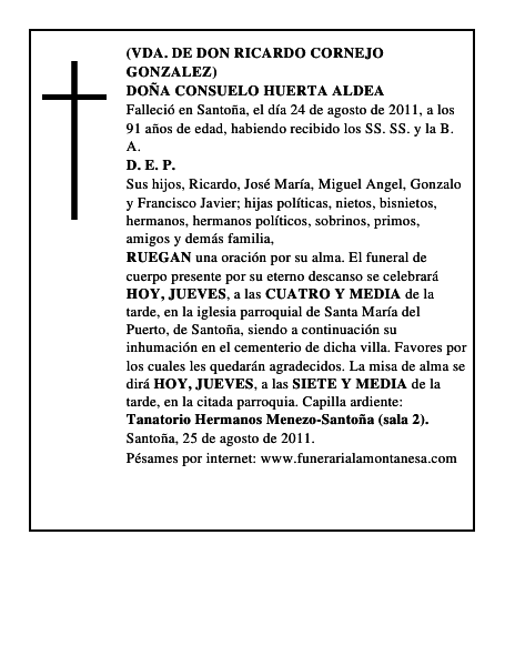DOÑA CONSUELO HUERTA ALDEA