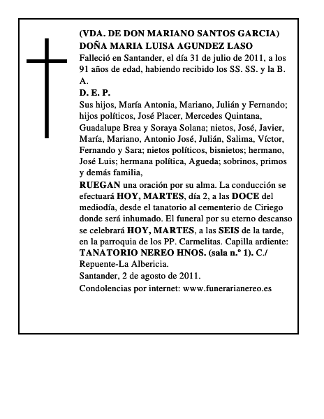 DOÑA MARIA LUISA AGUNDEZ LASO