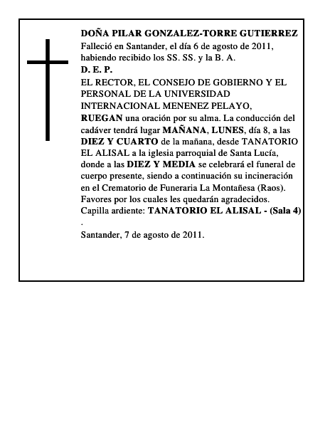 DOÑA PILAR GONZALEZ-TORRE GUTIERREZ