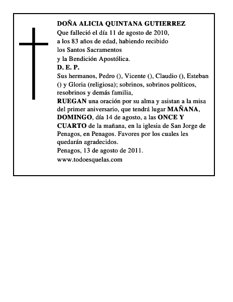 DOÑA ALICIA QUINTANA GUTIERREZ