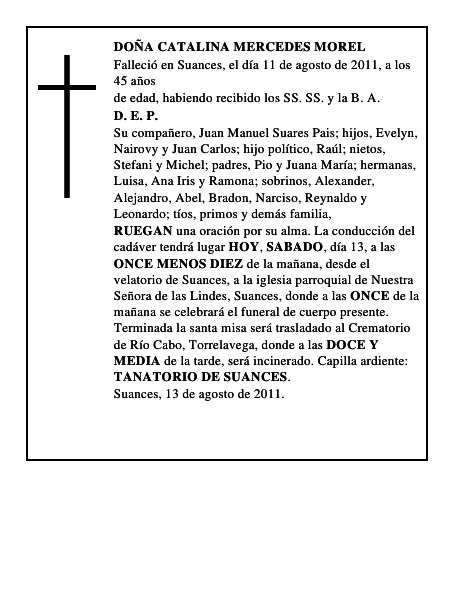 DOÑA CATALINA MERCEDES MOREL