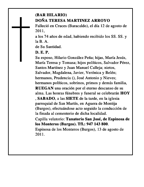 DOÑA TERESA MARTINEZ ARROYO
