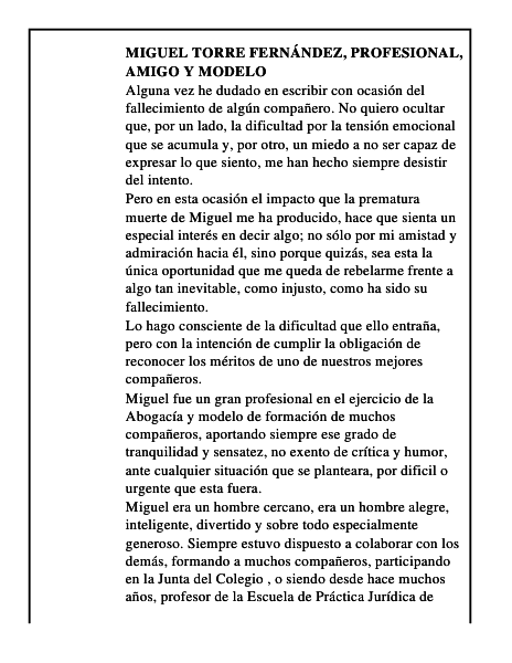 Miguel Torre Fernández, profesional, amigo y modelo