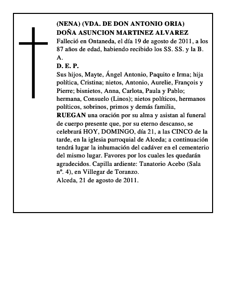 DOÑA ASUNCION MARTINEZ ALVAREZ