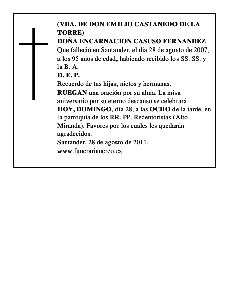 DOÑA ENCARNACION CASUSO FERNANDEZ