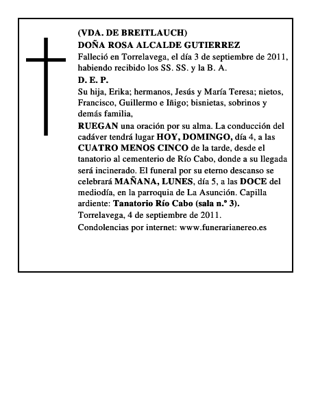 DOÑA ROSA ALCALDE GUTIERREZ