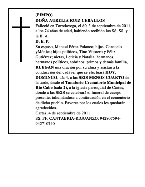 DOÑA AURELIA RUIZ CEBALLOS