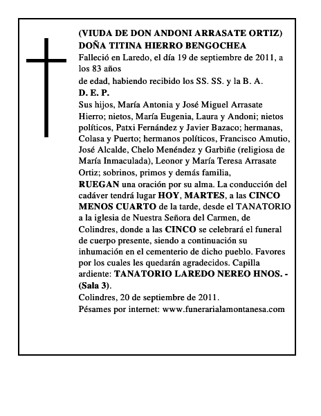 DOÑA TITINA HIERRO BENGOCHEA