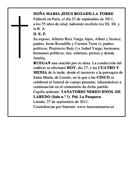 DOÑA MARIA JESUS ROZADILLA TORRE