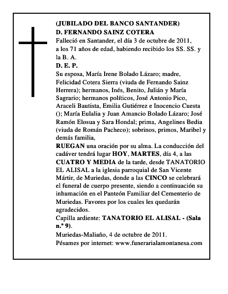 D. FERNANDO SAINZ COTERA