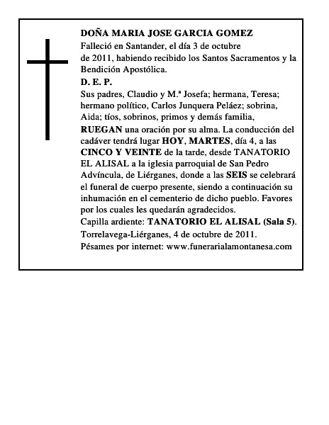 DOÑA MARIA JOSE GARCIA GOMEZ