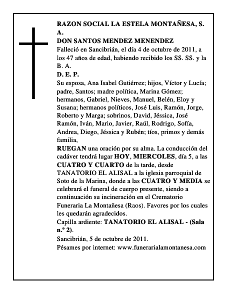 DON SANTOS MENDEZ MENENDEZ
